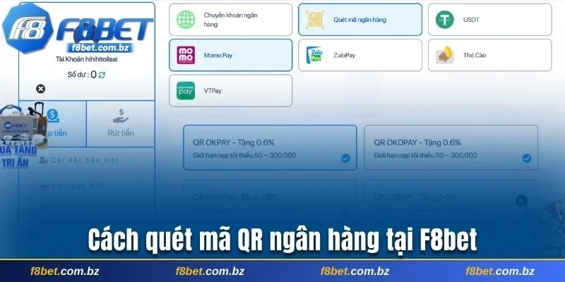 Cách quét mã ngân hàng thanh toán tiền cược