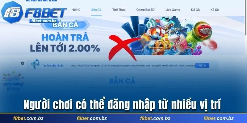 Người chơi có thể đăng nhập tài khoản từ nhiều vị trí